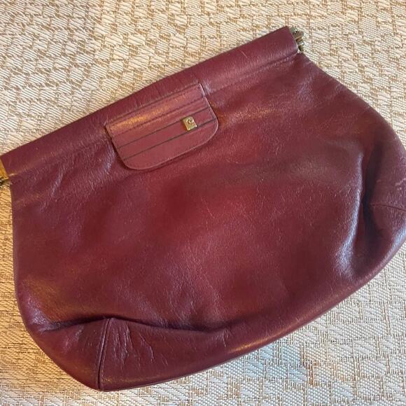 Pierre Cardin Paris vintage maroon leather clutch - Picture 1 of 11